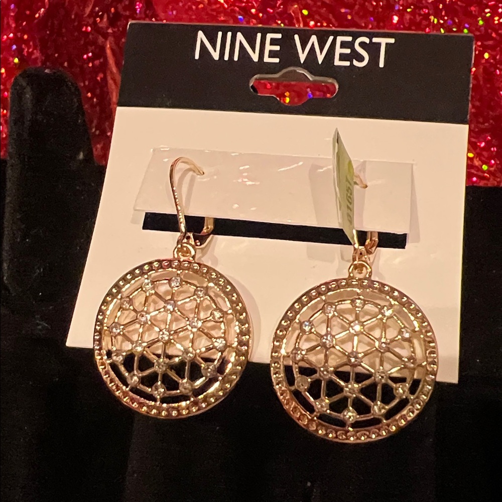 Nine West Gold and Silver Geometric Earrings - Picture 2 of 3